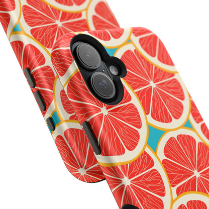 Ruby Grapefruit Pop Tough MagSafe iPhone Case – Vibrant Citrus Design, Shock-Resistant Protection