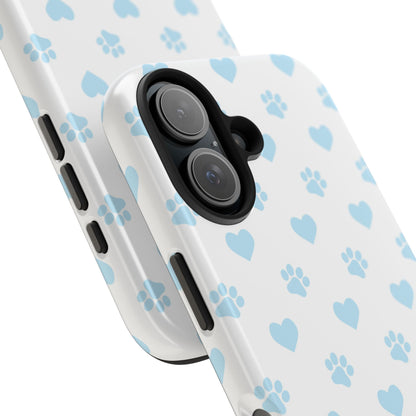 Light Blue Paw Prints & Hearts – iPhone Case for Animal Lovers