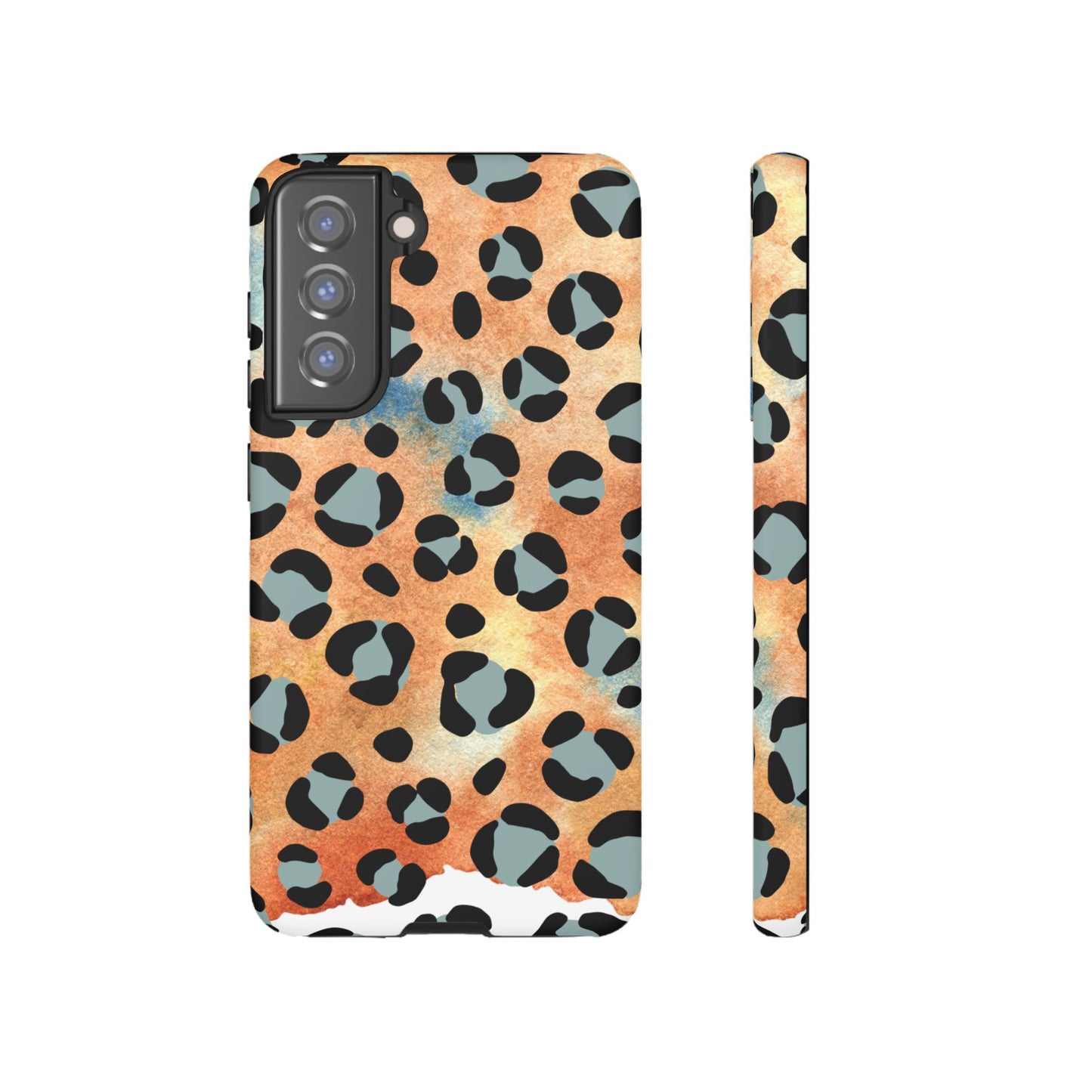 Sunset Watercolor Leopard Print Tough Samsung Galaxy Case – Artistic Animal Pattern with Dual-Layer Protection