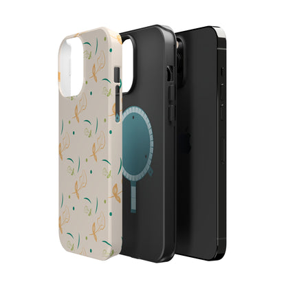 Soft Pastel Abstract Floral Tough MagSafe iPhone Case – Playful Minimalist Design with Dual-Layer Protection