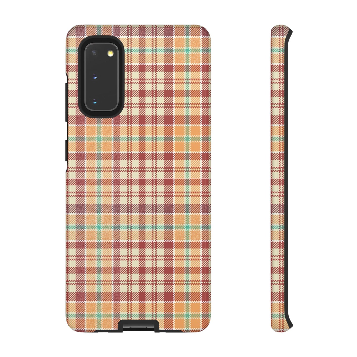 Retro Chic Plaid Samsung Galaxy Case in Red, Orange, Green & Cream – Timeless Vintage Design