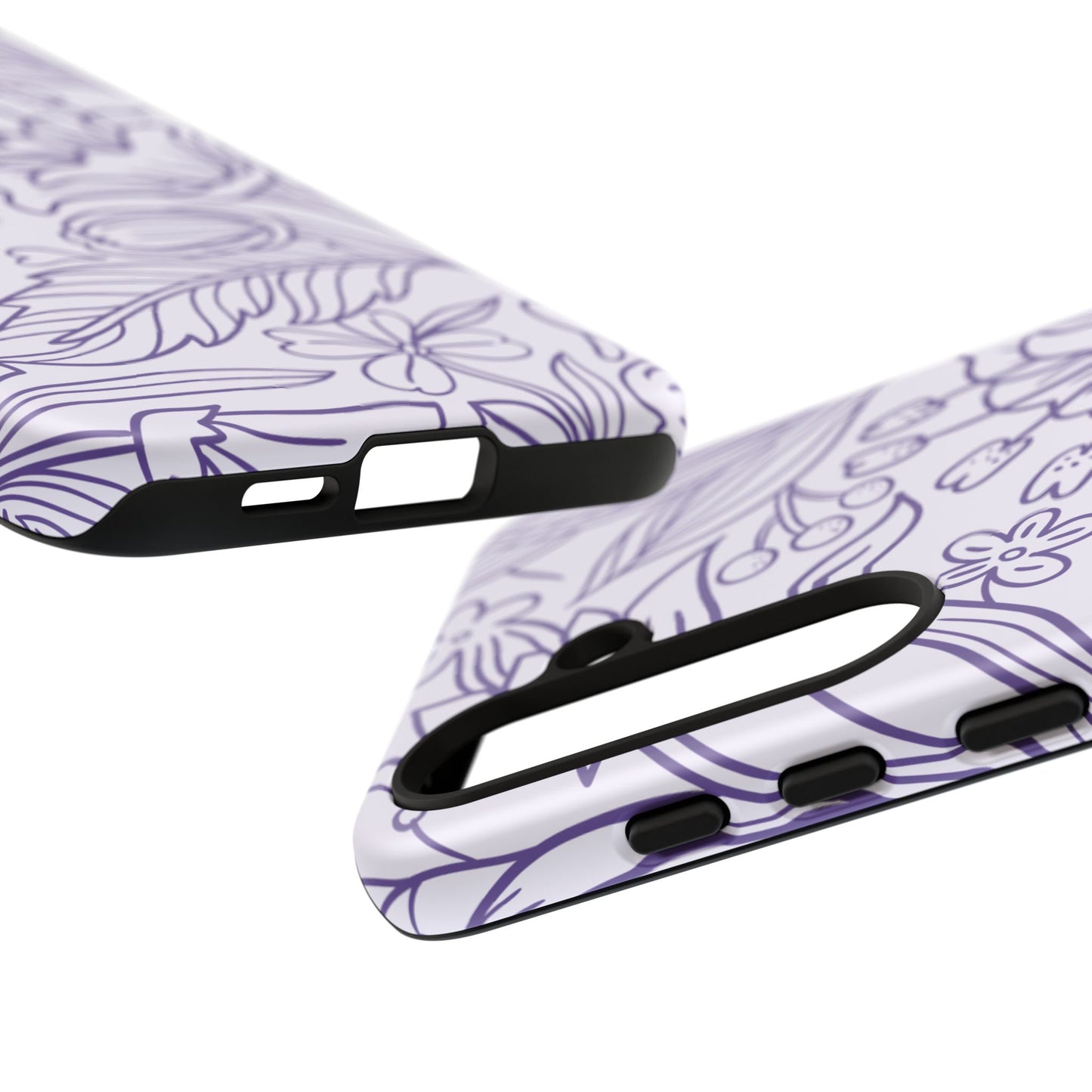 Lavender Floral Line Art Tough Samsung Galaxy Case – Minimalist Botanical Design with Dual-Layer Protection