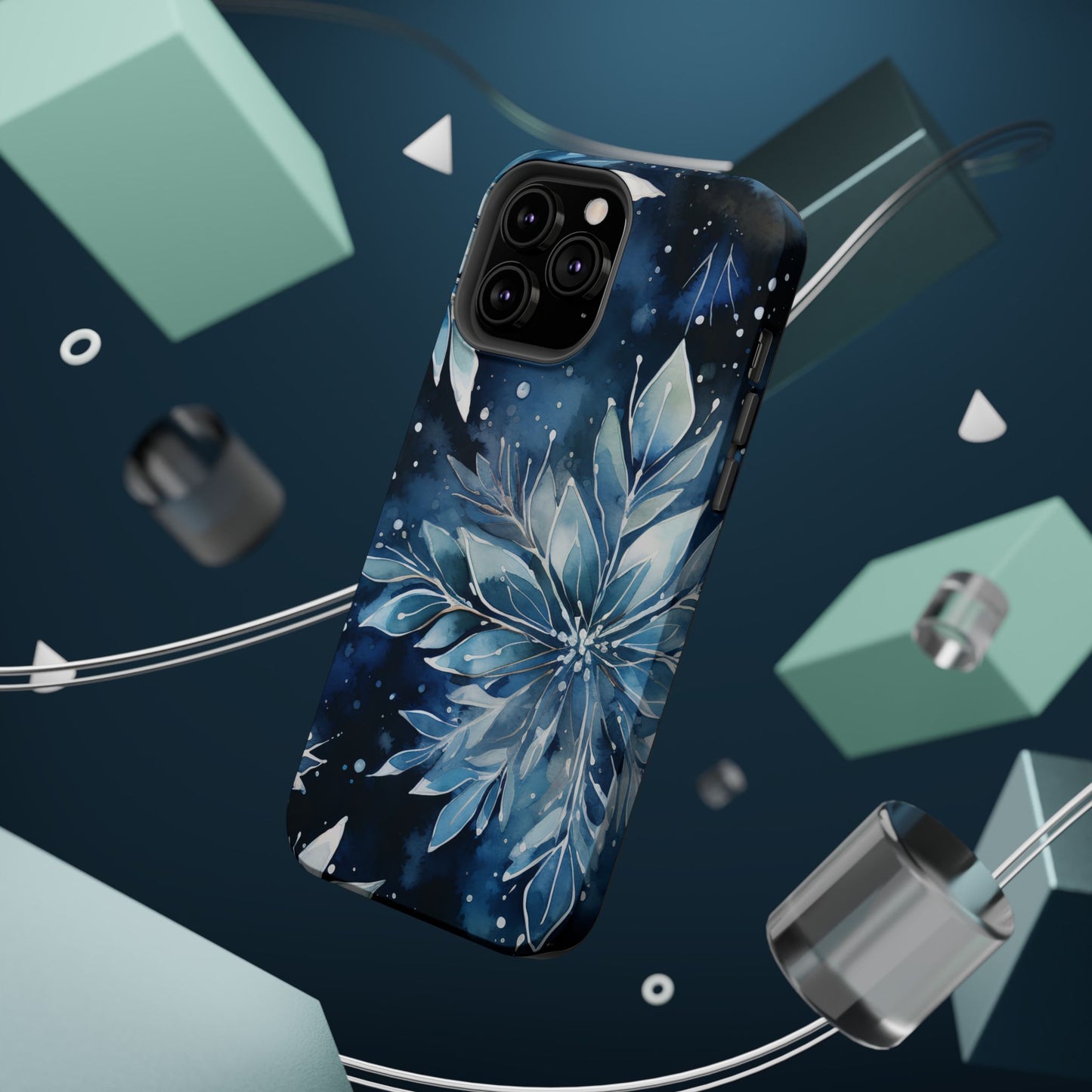 Winter’s Embrace – Blue Snowflake MagSafe iPhone Case