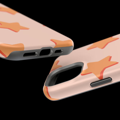 Retro Orange Stars MagSafe iPhone Case – Shock-Resistant, Smooth Matte Finish, Dual-Layer Design