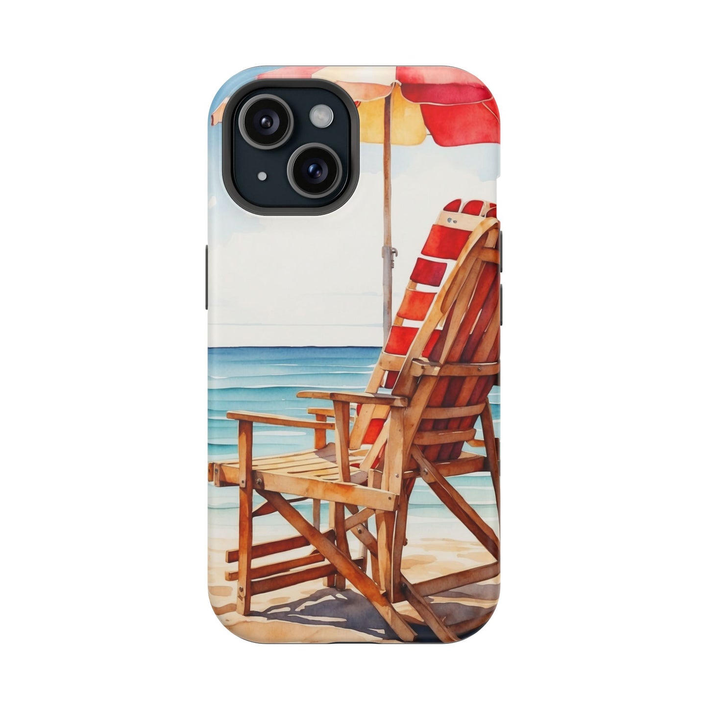 Beach Bliss MagSafe iPhone Series Case – Relaxing Seaside Chair and Umbrella Design