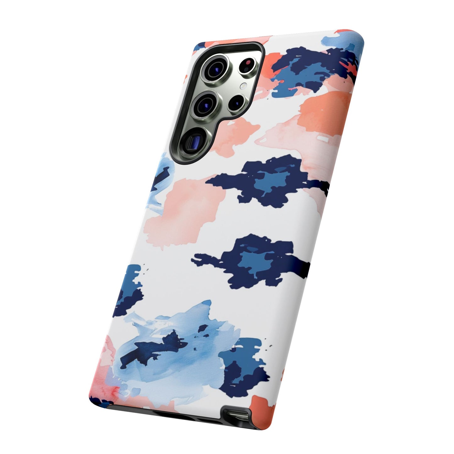 Abstract Coral & Navy Watercolor Design – Samsung Galaxy Case