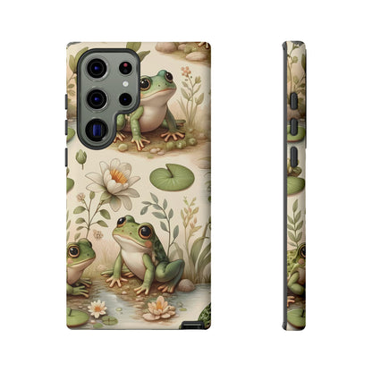 Cute Frogs Phone Case - Pond Pals Frolic - Charming Frog Lily Pad Phone Case for iPhone, Google & Samsung! Great Gift For Any Frog Lover!