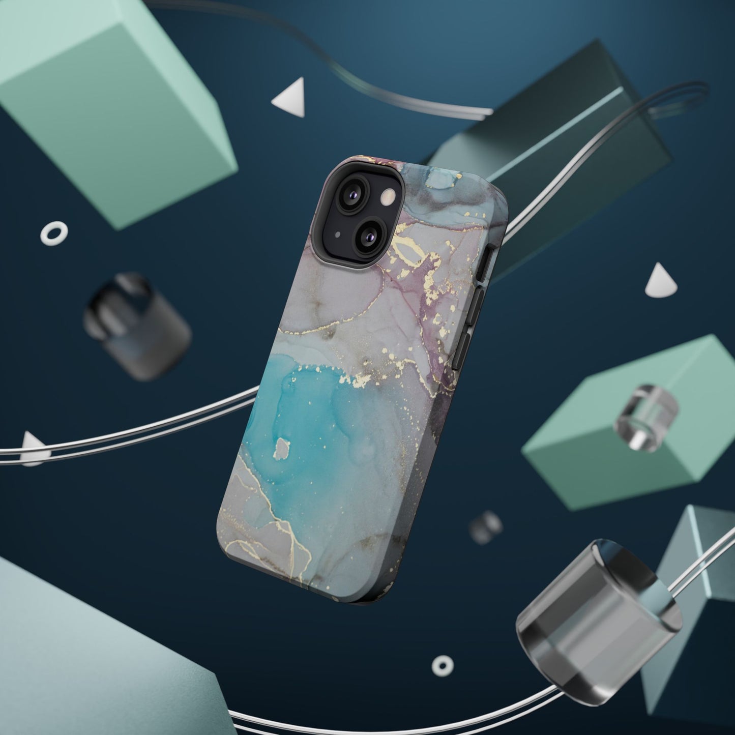 Sky Blue & Purple Marble Wave – MagSafe Case with Dreamy Marble Design