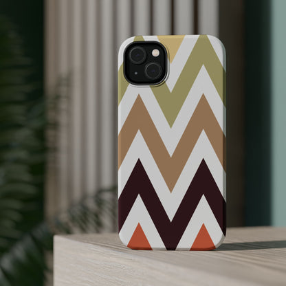 Earthy Chevron MagSafe iPhone Case – Boho-Inspired Design with Dual-Layer Protection