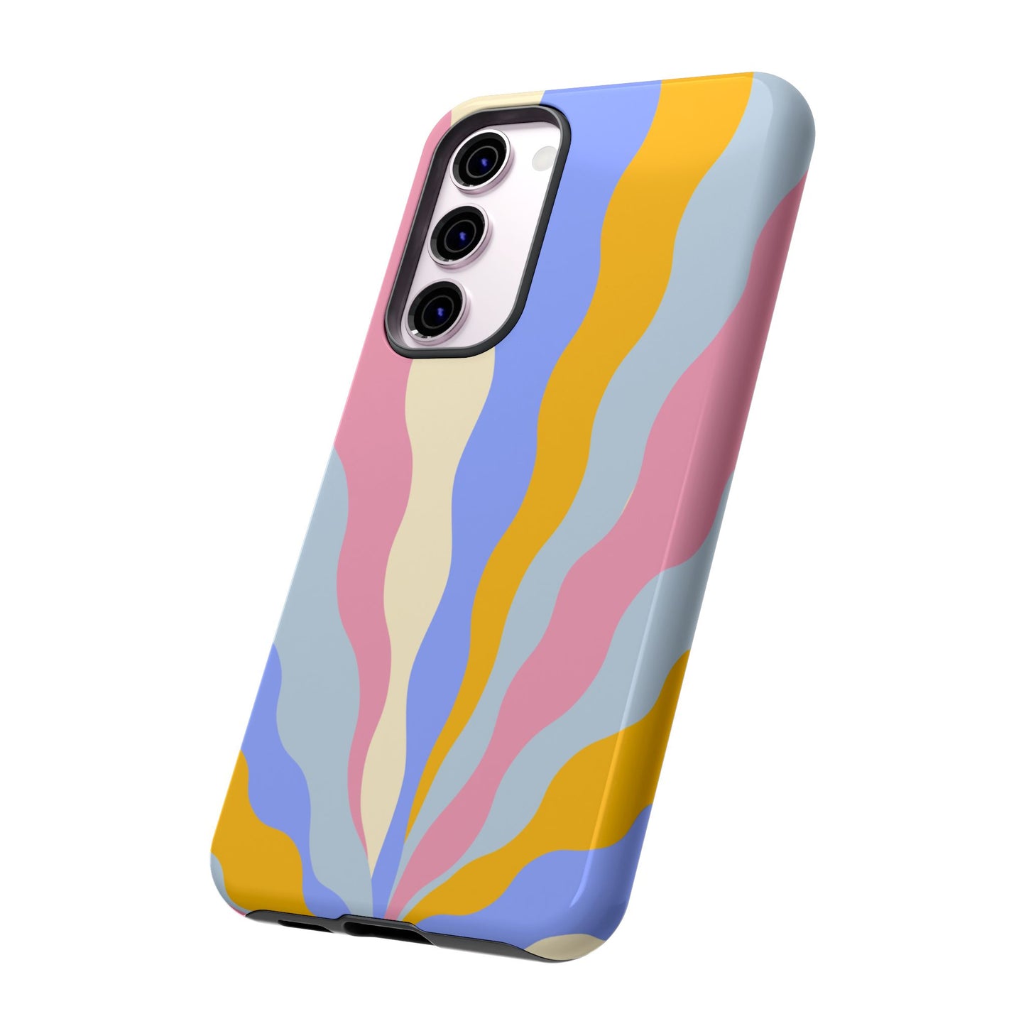 Pastel Radiance Samsung Galaxy Case – 70s-Inspired Dual-Layer Design with Wavy Sunburst Pattern