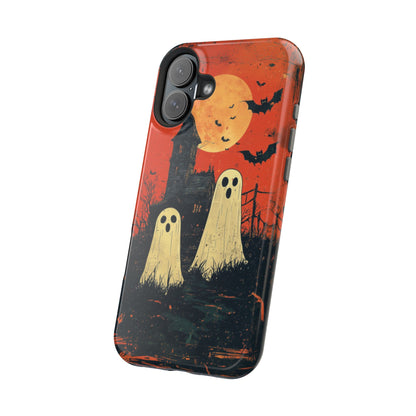 Haunted House & Ghosts MagSafe iPhone Case – Spooky Halloween Full Moon Design