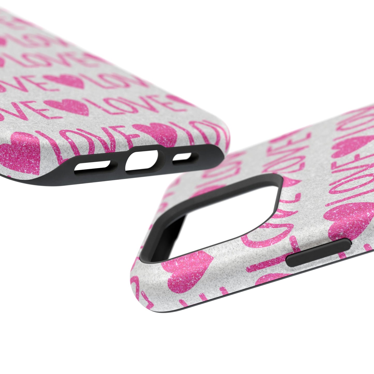 Pink Glitter Love Pattern – MagSafe iPhone Case