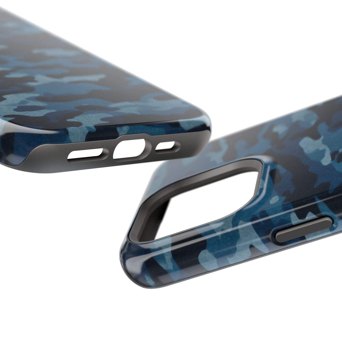 Dark Blue Camouflage – MagSafe iPhone Case with Modern Rugged Style