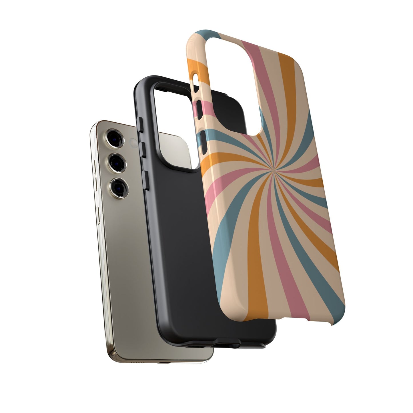 Retro Swirl Pattern Samsung Galaxy Case – Bold 70s Vibe in Pink, Orange, and Teal