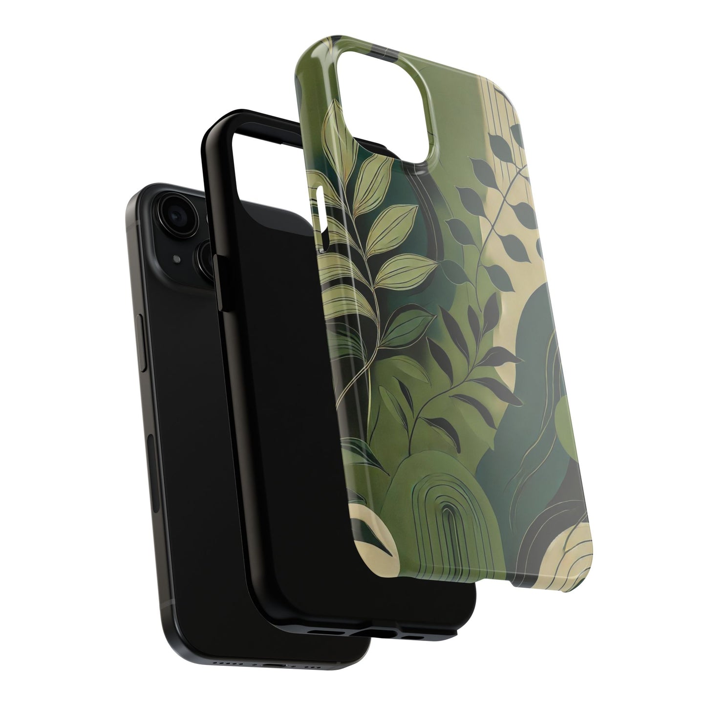 Abstract Green Leaves iPhone Case - Nature-Inspired Protective Cover