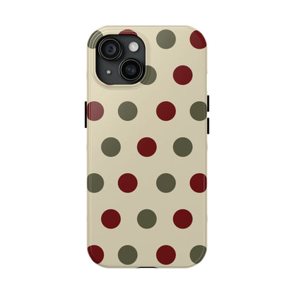 Red & Green Polka Dots on Cream – iPhone Case