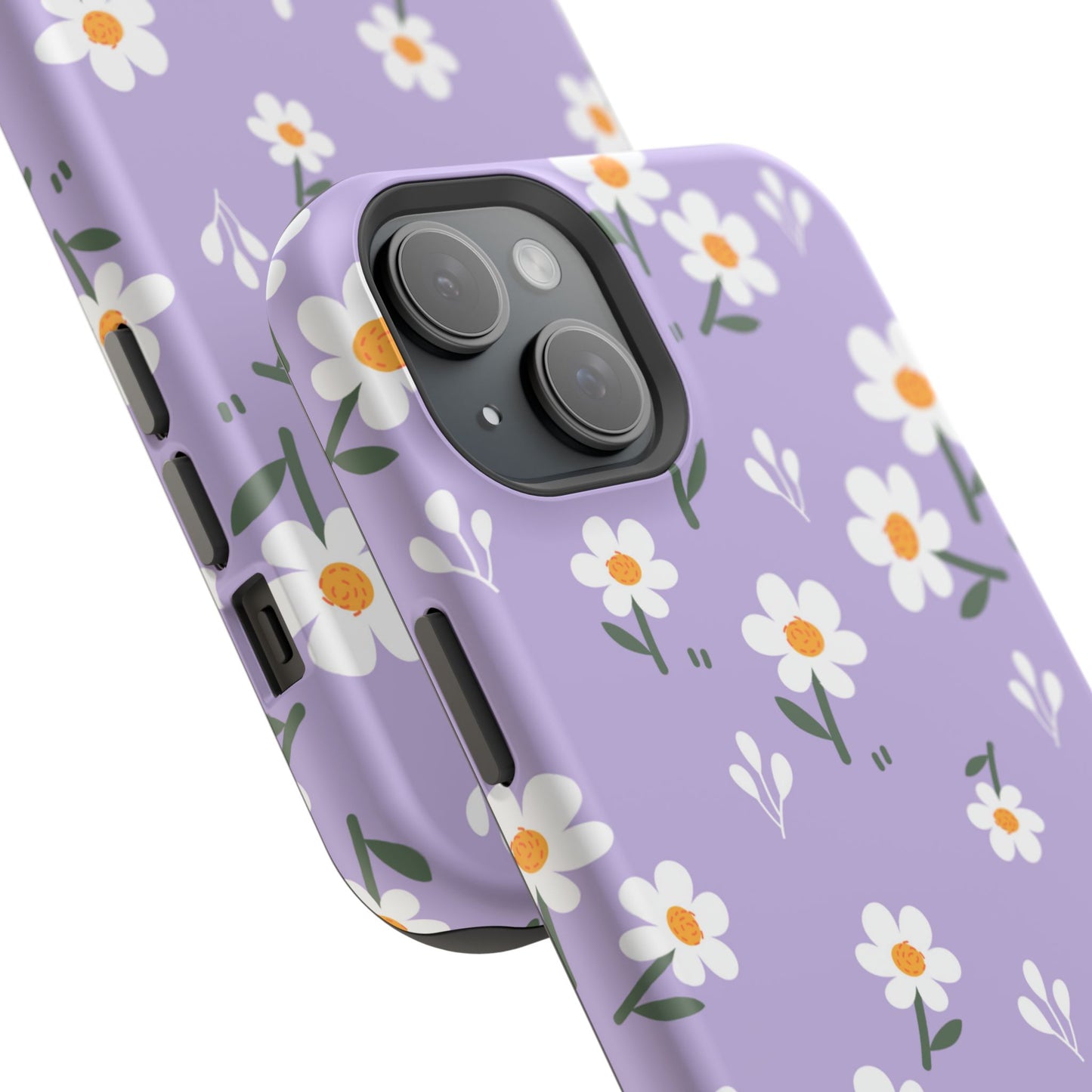 Purple Daisy Garden MagSafe  iPhone Case – Soft Lavender Background, Shockproof Protection with Slim Fit