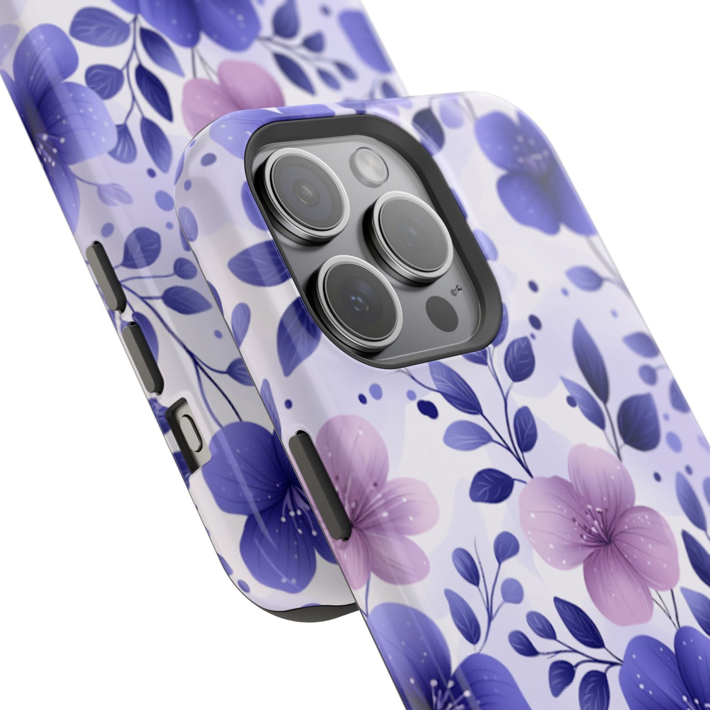 Purple Floral MagSafe iPhone Case – Durable Protection with Elegant Flower Design