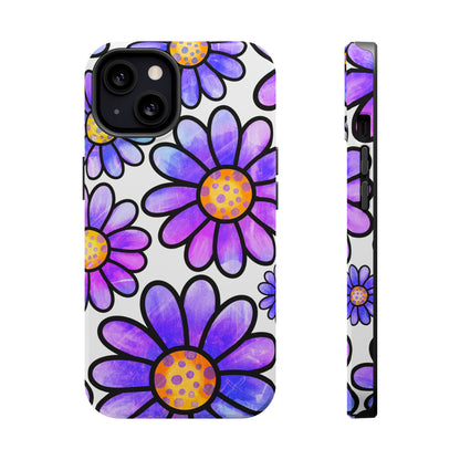 Purple Daisy Delight MagSafe iPhone Case – Slim Profile, Glossy Finish