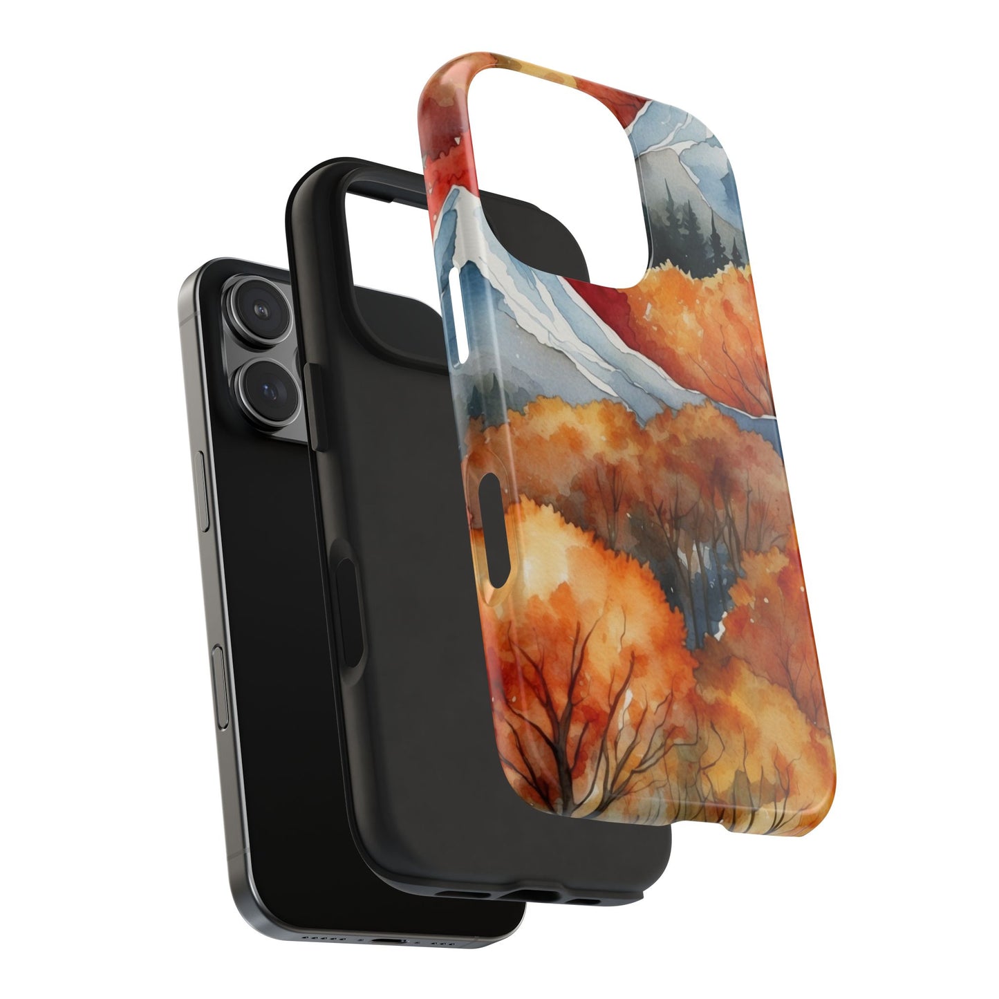 Autumn Mountain Forest Watercolor - iPhone Case