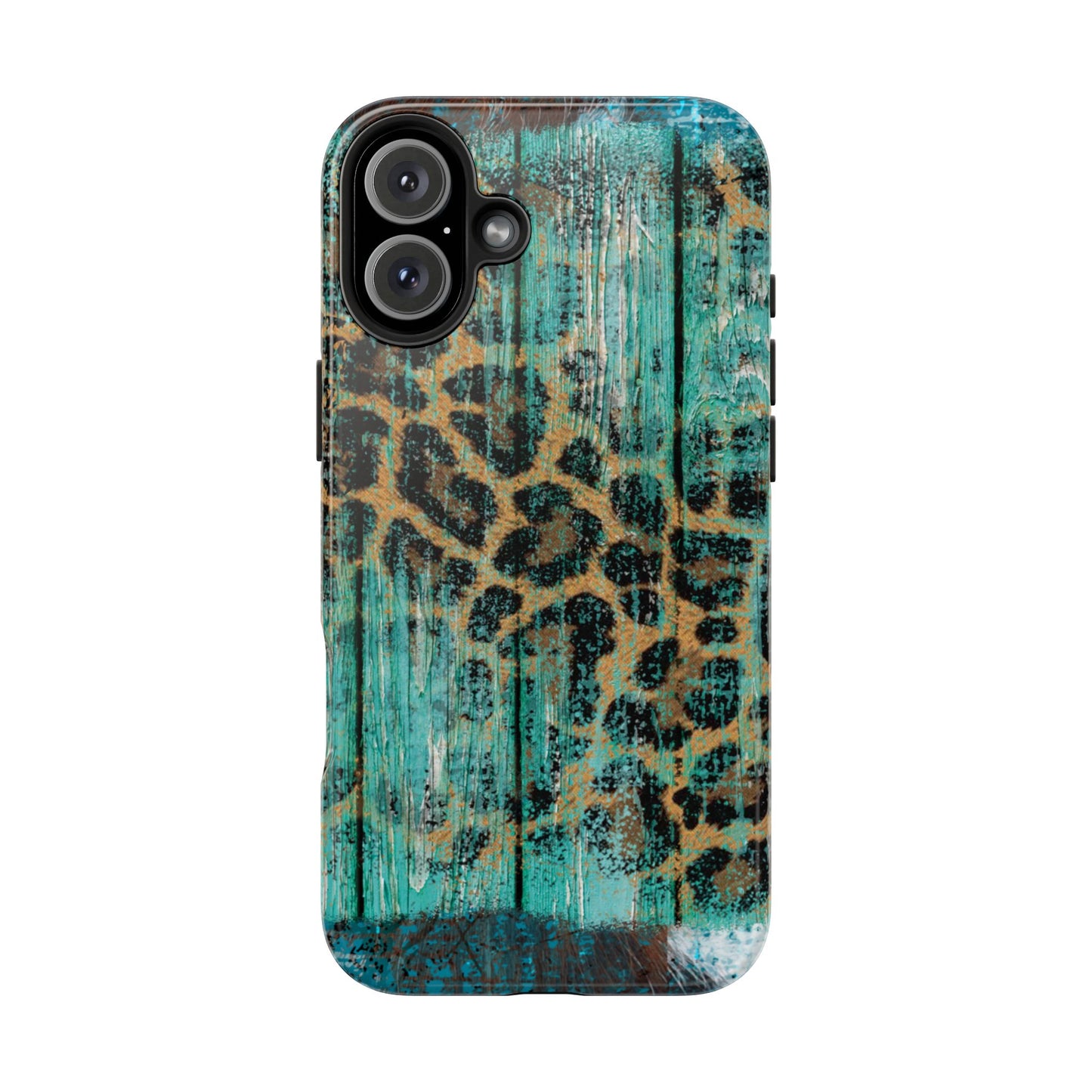 Turquoise Rustic Leopard Wood - iPhone Series Case