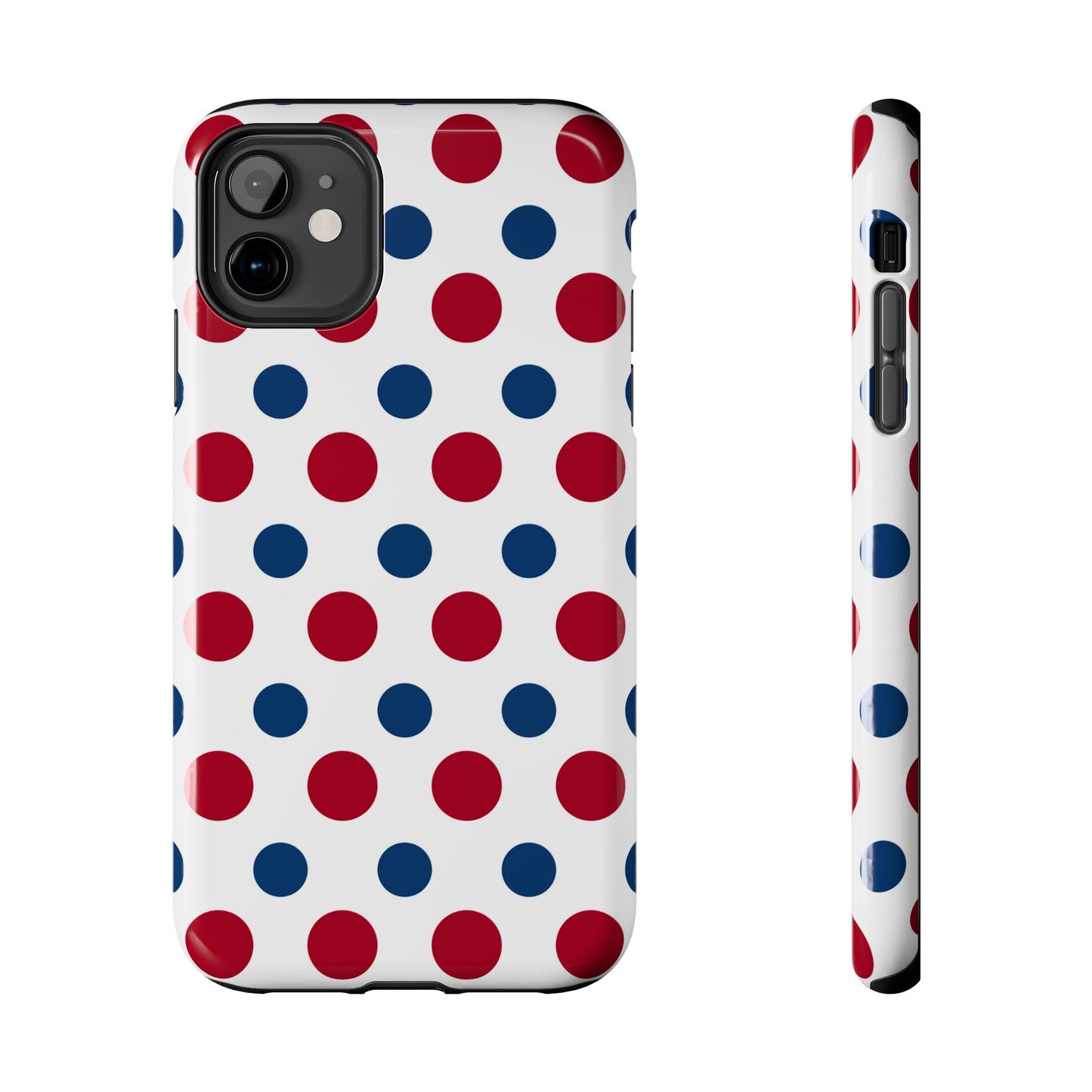 Patriotic Navy, White, and Red Polka Dot iPhone Case