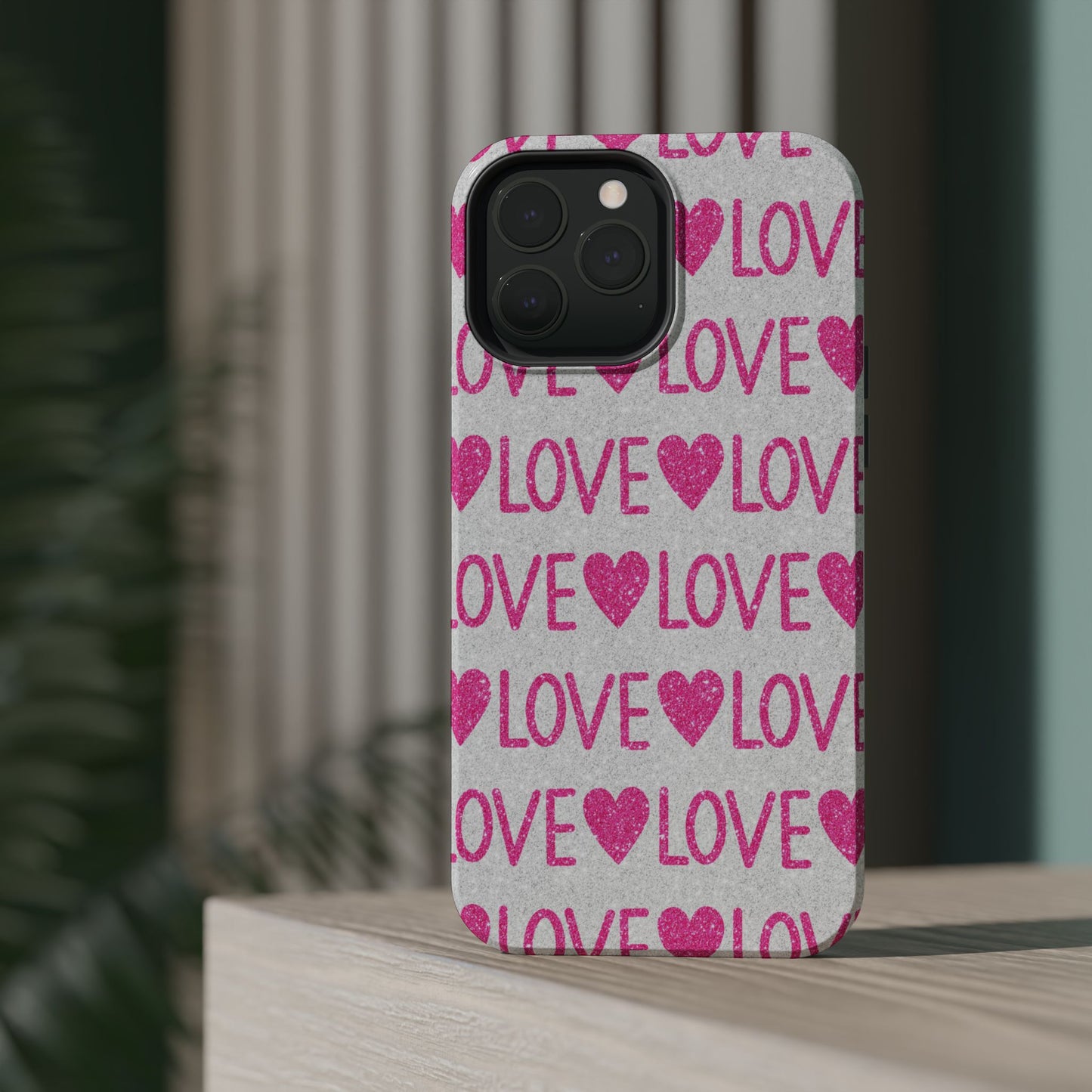 Pink Glitter Love Pattern – MagSafe iPhone Case