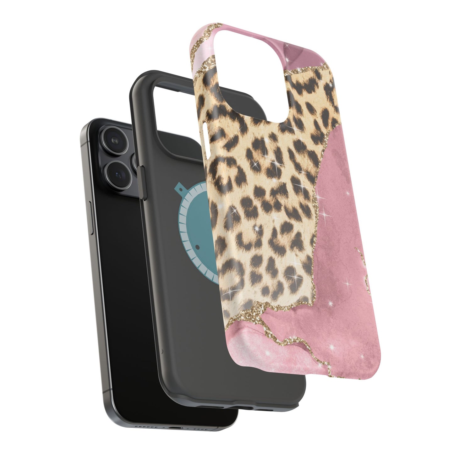 Pink Glam Leopard - MagSafe iPhone Series Case with Glitter Accents