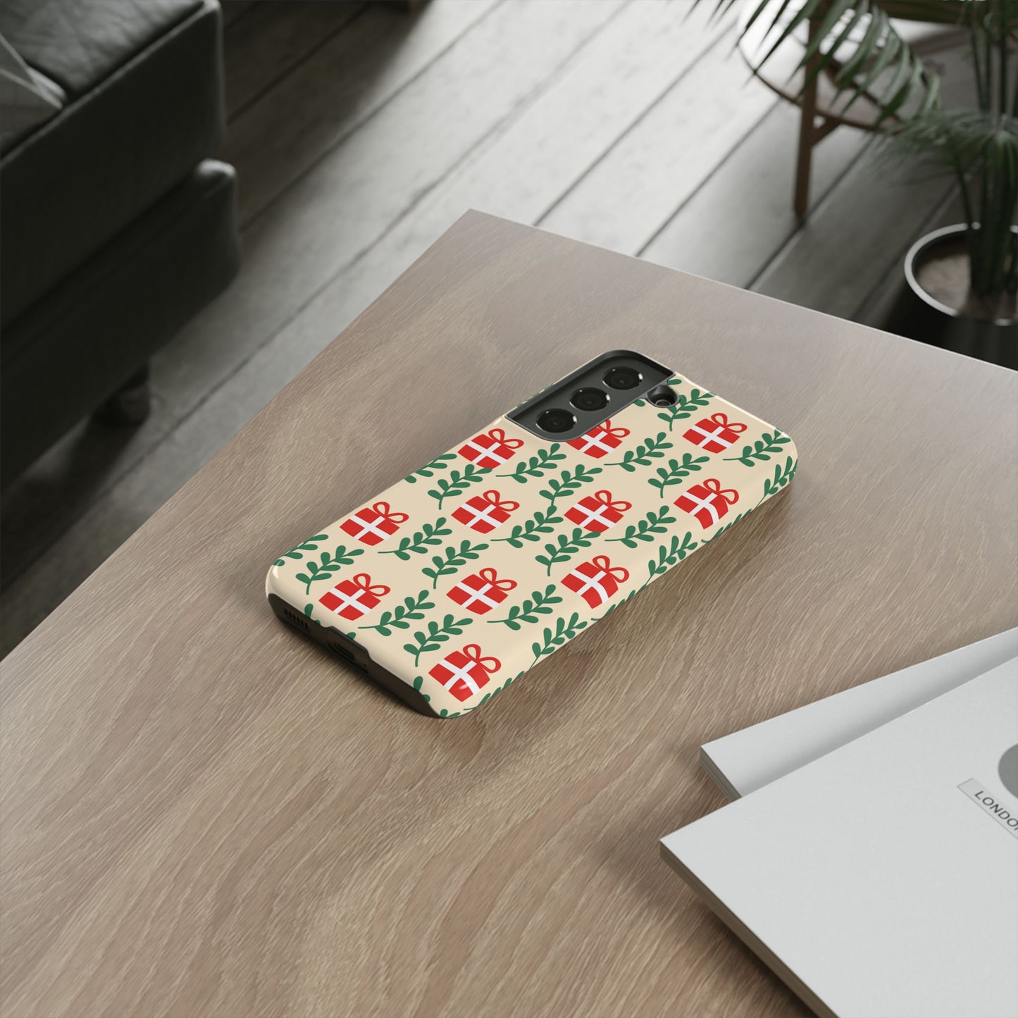 Samsung Galaxy Case: Holiday Cheer – Red Gifts & Green Leaves