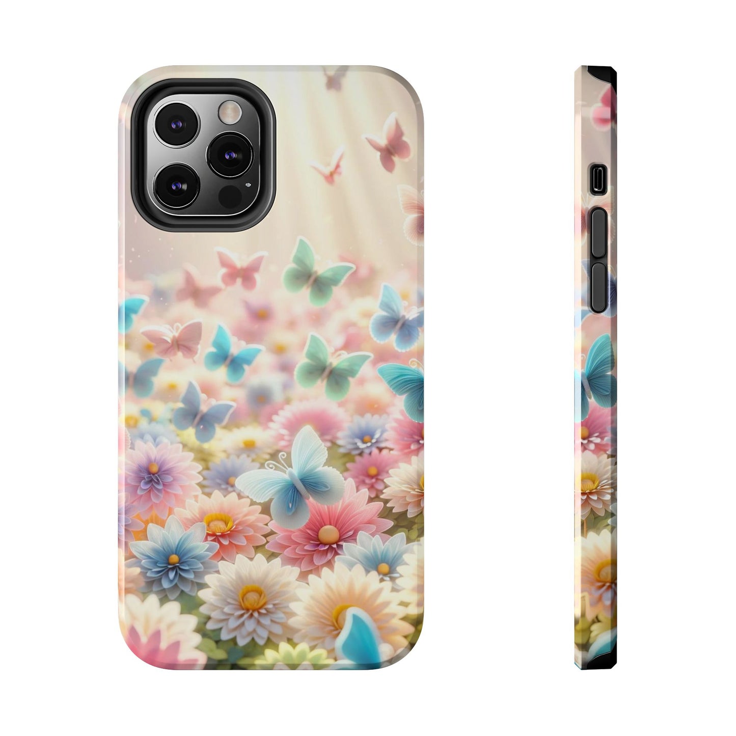 Butterfly Flower Garden - iPhone Case - Pastel Floral Protective Cover