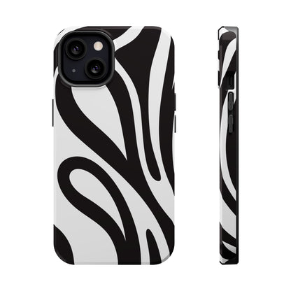 Modern Black and White Abstract Tough MagSafe iPhone Case – Bold Graphic Pattern with Dual-Layer Protection