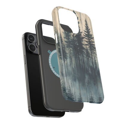 Misty Forest MagSafe iPhone Case - Rustic Nature-Inspired Protective Cover