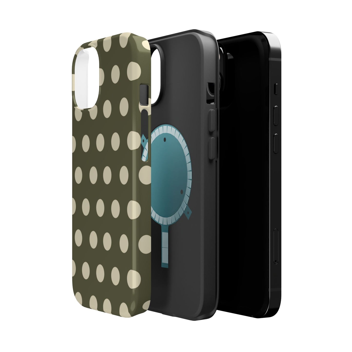 Vintage Green & Cream Polka Dots – MagSafe iPhone Case