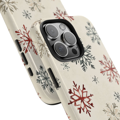 Vintage Red and Gray Snowflake Pattern – iPhone Series Case