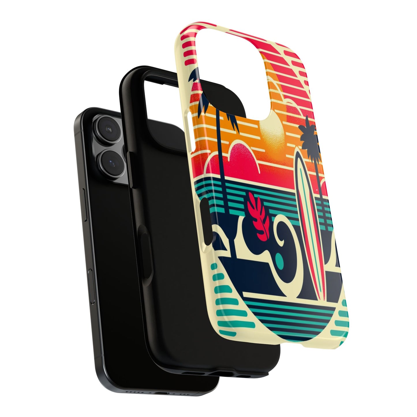 Retro Beach Vibes iPhone Case - Sunset Surfing Protective Cover