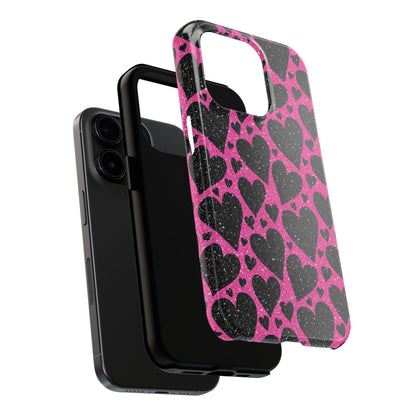 Pink Glitter Hearts iPhone Case