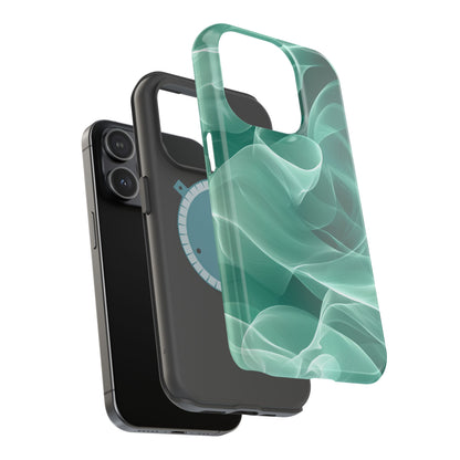 Emerald Flow MagSafe iPhone Case – Translucent Green Fabric-Inspired Design