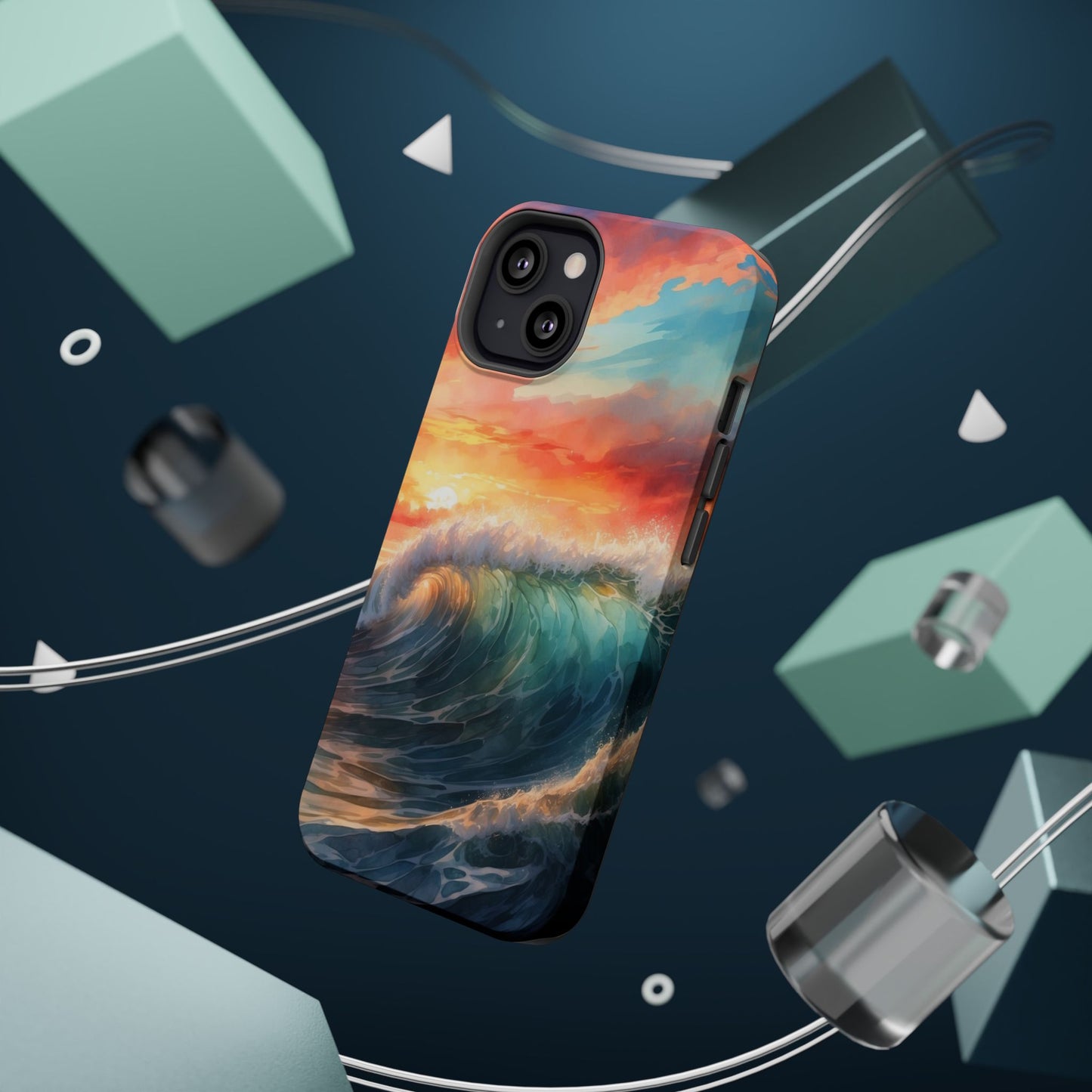 Ocean Wave Sunset MagSafe iPhone Case – Coastal Vibes Design