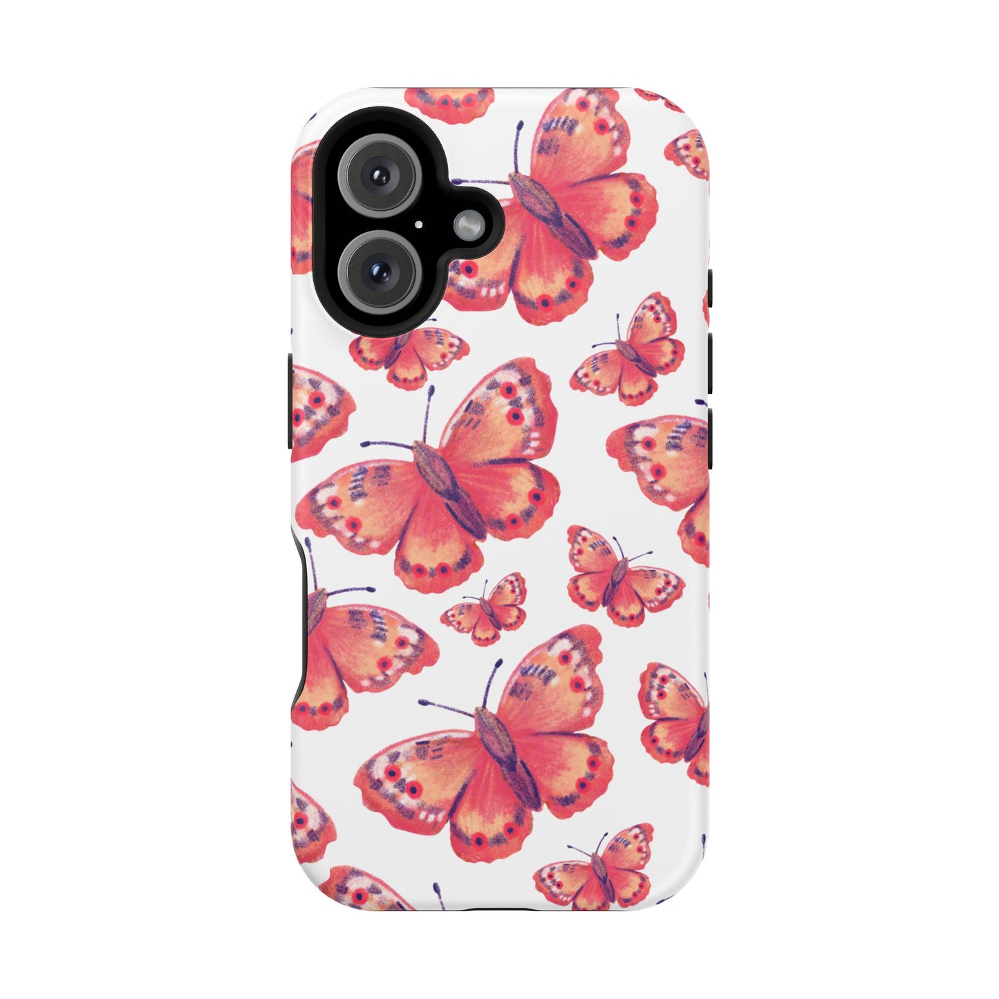 Coral Butterfly MagSafe iPhone Case – Slim, Protective Design with Bold Watercolor Print