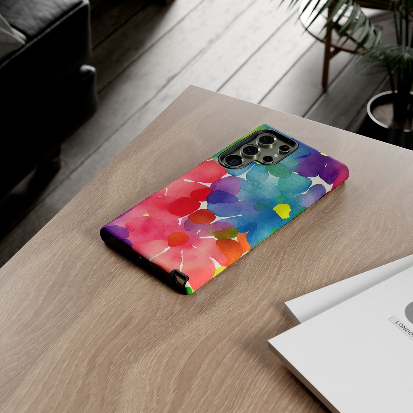 Rainbow Bloom Watercolor Samsung Galaxy Case – Slim Design, Glossy Finish