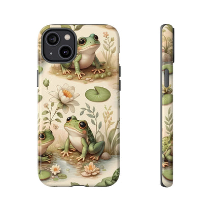 Cute Frogs Phone Case - Pond Pals Frolic - Charming Frog Lily Pad Phone Case for iPhone, Google & Samsung! Great Gift For Any Frog Lover!