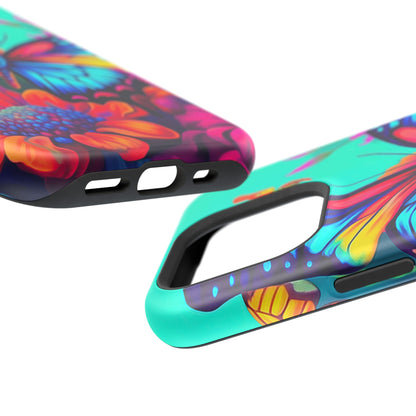 Vivid Butterfly & Floral Burst - MagSafe iPhone Case