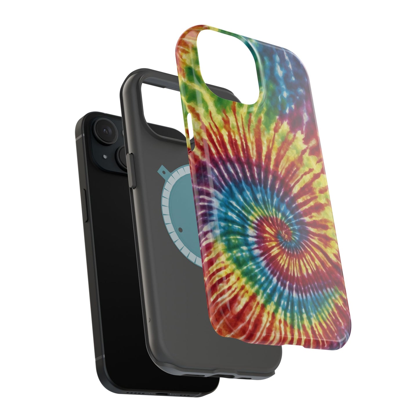 Vibrant Spiral Tie-Dye MagSafe Case – Retro Rainbow Design