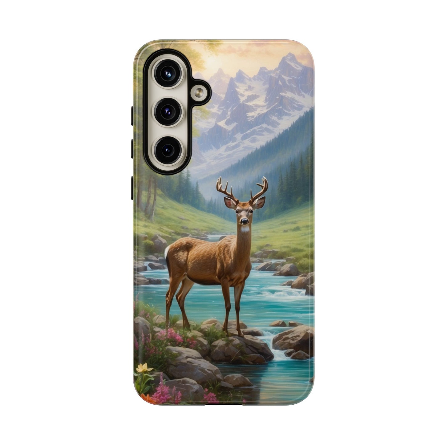 Alpine Serenity – Stag in Mountain Bliss Samsung Galaxy Phone Case