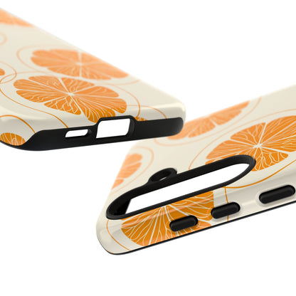 Citrus Burst Pattern Tough Samsung Galaxy  Case – Bold Orange Design, Shockproof Protection