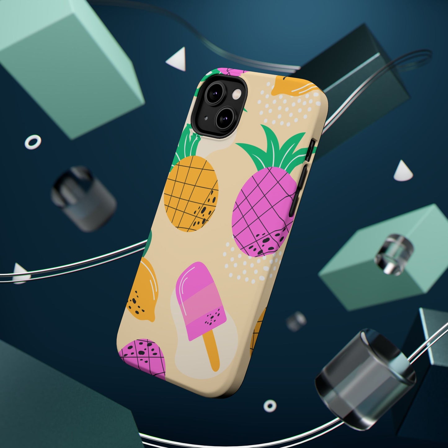 Tropical Pop MagSafe iPhone Case – Fun Pineapple & Lemon Design with Vibrant Summery Colors