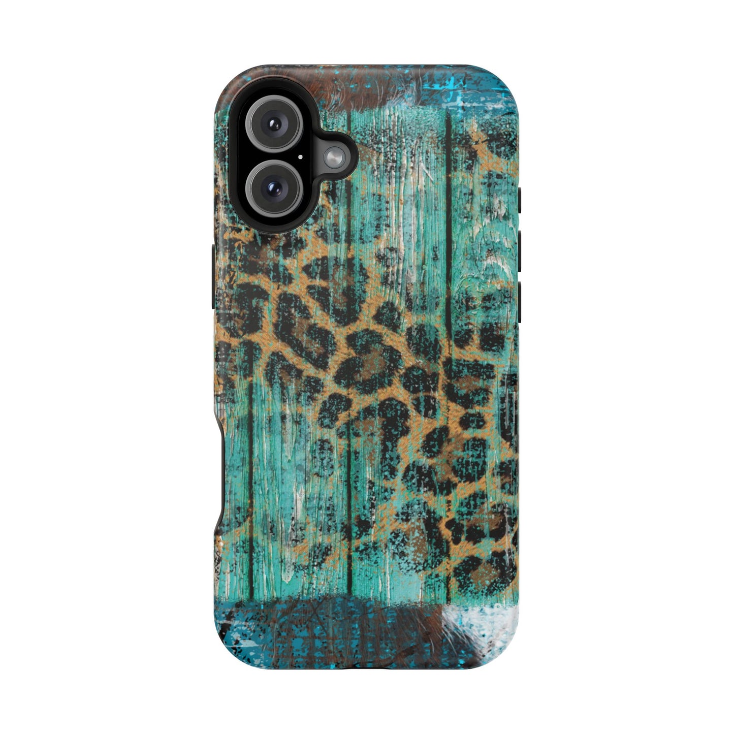 Turquoise Rustic Leopard Wood - MagSafe  iPhone Series Case