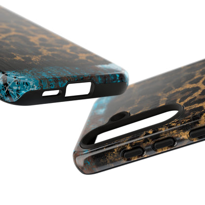 Boho Leopard and Turquoise Tough Samsung Galaxy Case – Rustic Western Design with Dual-Layer Protection