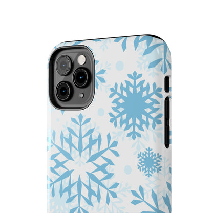 Frosty Blue Snowflakes iPhone Case – Shockproof, Smooth Matte Finish, Dual-Layer Design