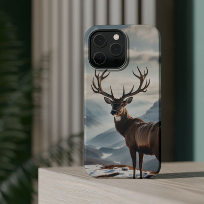 Alpine Majesty: Stag in Snow – MagSafe iPhone Case